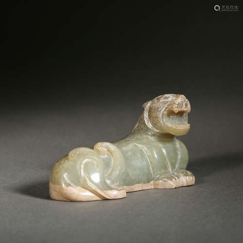 Carved Celadon Jade Mythical Beast