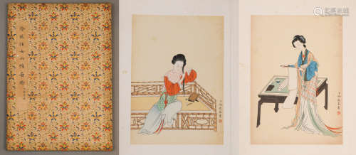 Chinese Lady Painting Album, signed Leng Mei