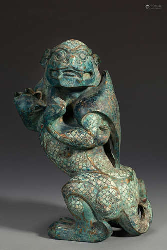 Turquoise Inlaying Bronze Figure Statue