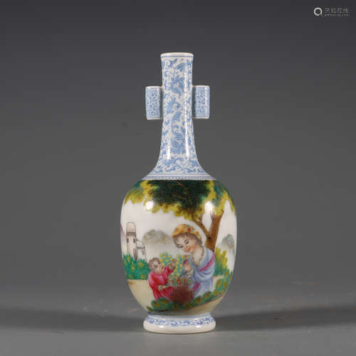 Falangcai Glaze Western Figure Globular Vase