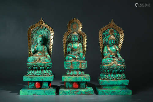 Three Figures of Seated Buddha