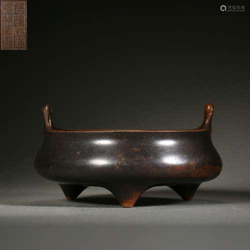 Bronze Double-Eared Tripod Censer