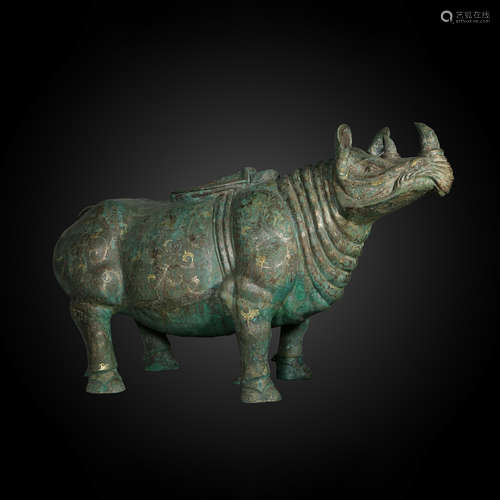 Gold Inlaying Bronze Ritual Rhinoceros Finely casted in the ...