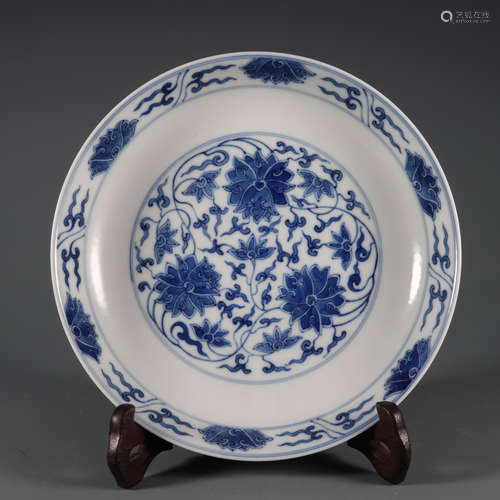 Blue and White Flower Plate