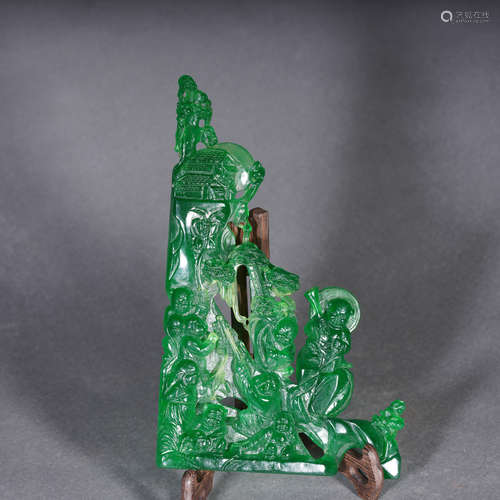 Carved Green Jade Figure Decoration