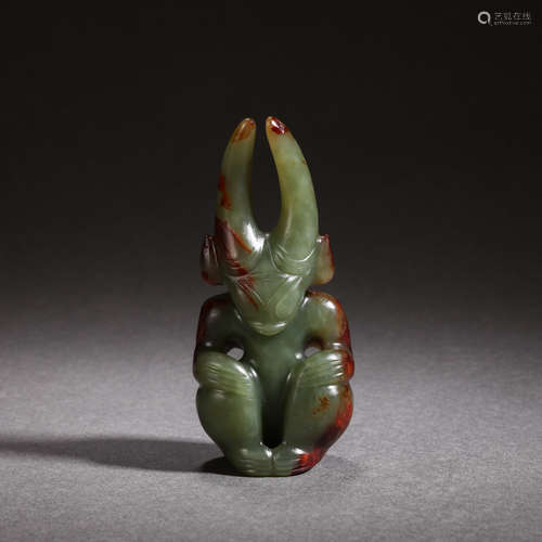 Carved Celadon Jade Figure Ornament