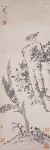 Chinese Flower Painting Scroll, signed Badashanren