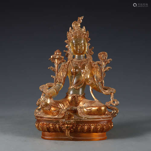 Gilt Decorated Glass Figure of Tara