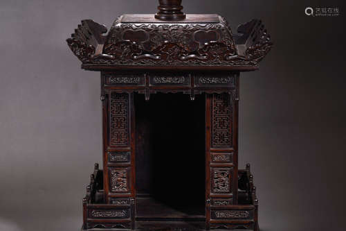 Carved Sandalwood Buddha Niche