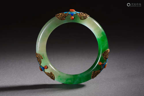 Embellished Jade Bangle