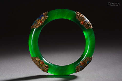 Embellished Jade Bangle