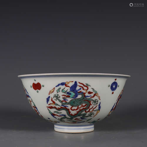 Wucai Glaze Dragon Bowl