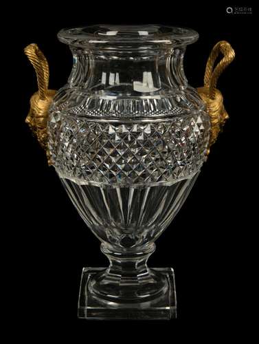 A Gilt Bronze Mounted Cut Crystal Urn Height 10 inches.