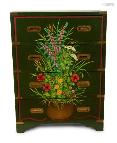 A Campaign Style Painted Secretary/Chest Height 41 x width 3...