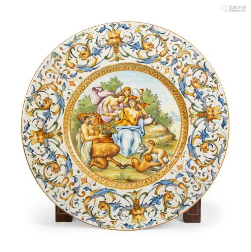 A Pair of Italian Majolica Chargers Diameter 25 inches.