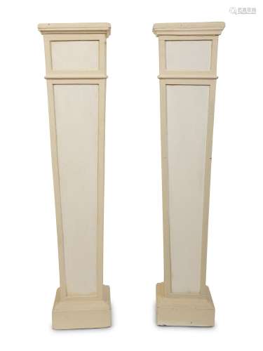 A Pair of Swedish Neoclassical Style Painted Pedestals Heigh...