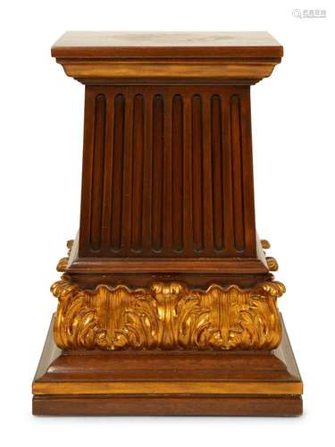 A Neoclassical Style Carved and Parcel Gilt Mahogany Pedesta...