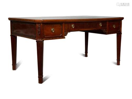 A Neoclassical Style Mahogany Writing Desk   Height 31 x wid...