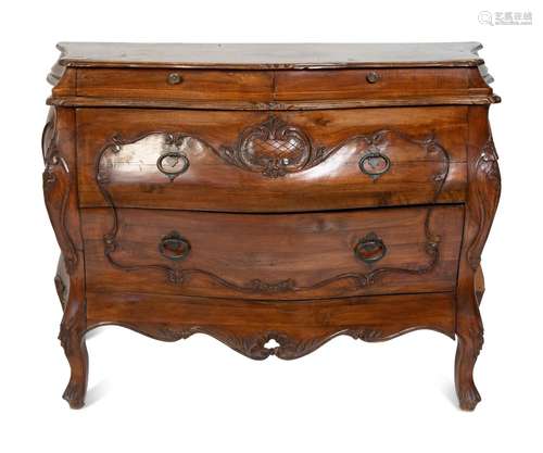 A French Provincial Style Carved Walnut Bombe Commode Height...