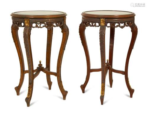 A Pair of Louis XV/XVI Transitional Carved Walnut Gueridons ...