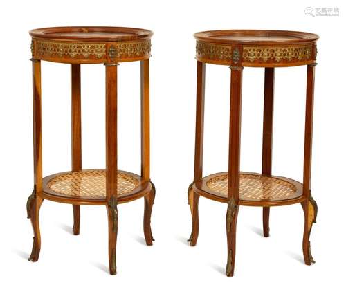 A Pair of Louis XVI Style Gilt Metal Mounted and Inlaid Guer...