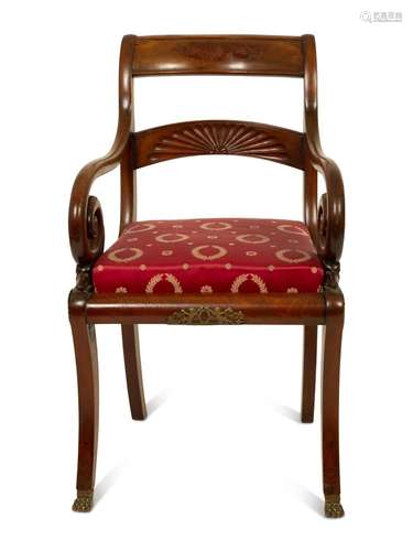 A French Empire Style Mahogany Fauteuil de Bureau Height 35 ...