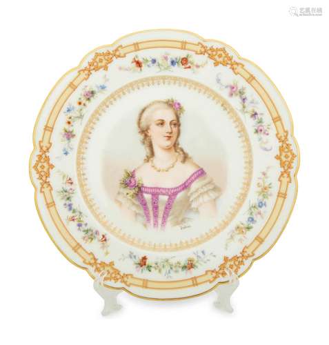 Three Sevres Style Porcelain Portrait   Plates Diameter 9 1/...