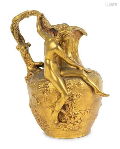 A French Gilt Bronze Pitcher by Alexandre Vibert Height 8 x ...