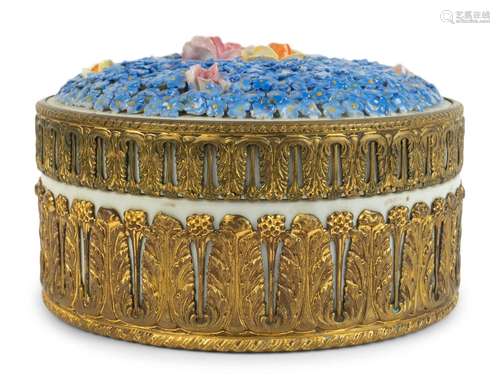 A   Meissen Porcelain and Gilt Metal   "Forget Me Not&q...