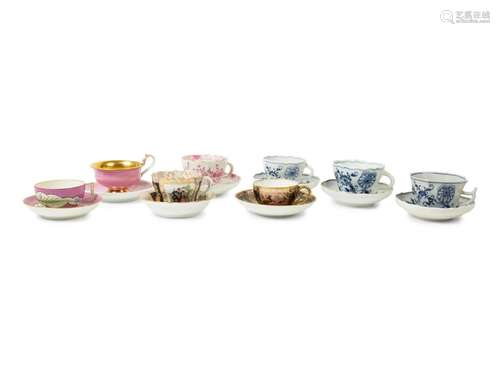 Six Meissen Porcelain Cups and Saucers Diameter of largest s...