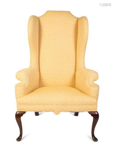 A George II Style Mahogany Wing Chair Height 50 x width 32 x...