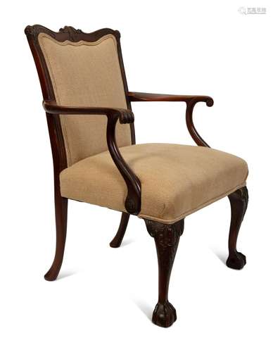 A George II Style Mahogany Open Armchair Height 37 x width 2...