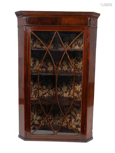 An George III Mahogany Hanging Corner Cabinet Height 41 x wi...