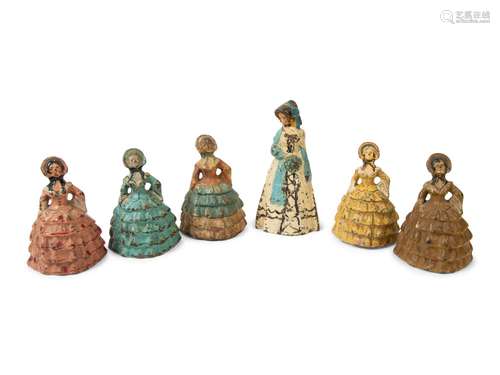 A Set of Six Hand-Painted Cast Iron Doorstops Height 6 3/4 i...