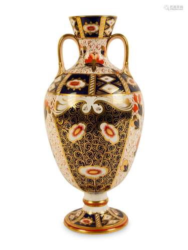 A Davenport Porcelain Double-Handled Vase in the Imari Patte...