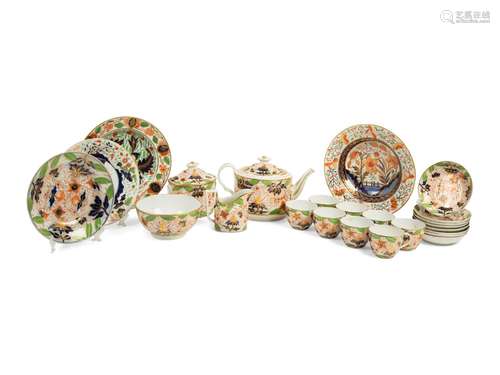 An English Coalport Porcelain Service in the Imari Palette D...