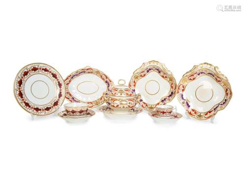 A Partial Dessert Service of English Derby Porcelain Diamete...