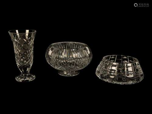 Three Pieces of Waterford Lismore Crystal Largest, height 4 ...