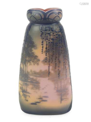 A Devez Cameo Glass Vase Height 8 inches.