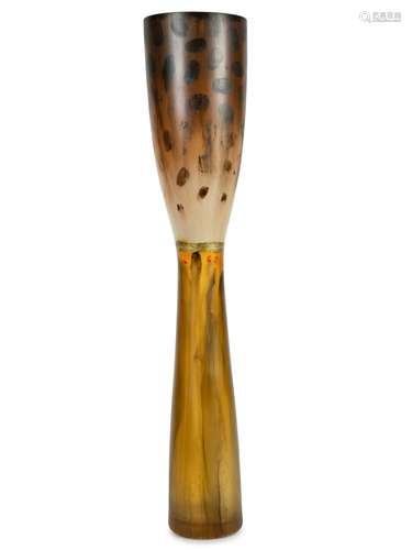 An Art Glass Hand-Painted Tall Vase Height 39 1/4 x diameter...