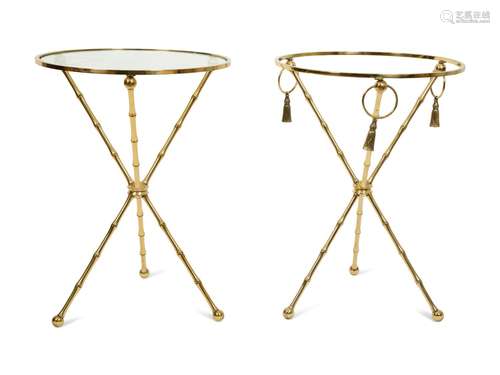 A Near Pair of Hollywood Regency Style Gilt Metal Faux-Bambo...