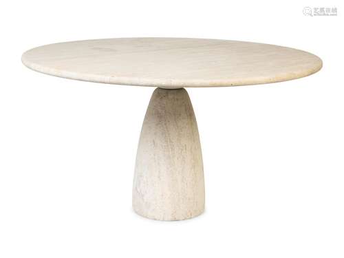 A Contemporary Travertine Pedestal Table Height 30 x diamete...