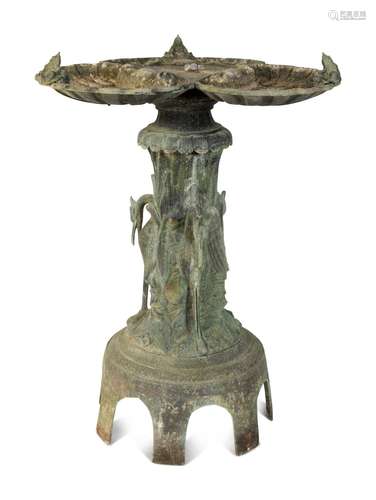 A Cast Bronze Fountain   Height 54 1/4 x diameter 34 inches.