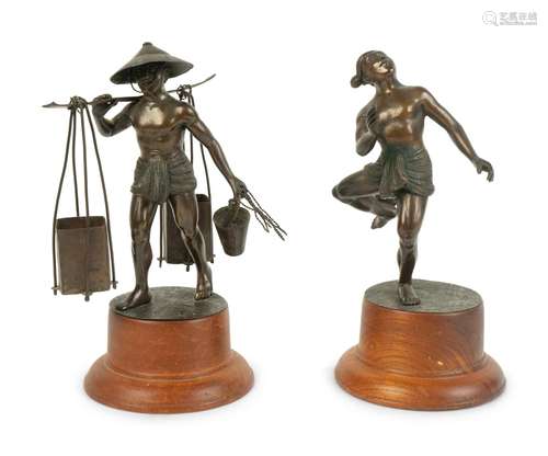 Two Japanese   Bronze Figures bronze, height 5 inches.