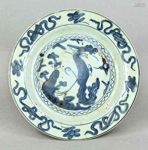 Small China plate, blue painting