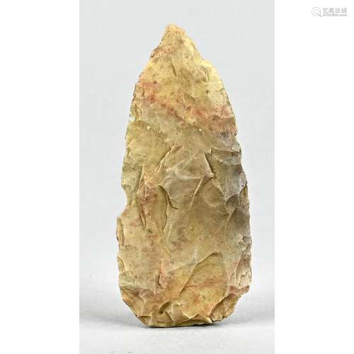 Orange green hand axe, flint, 9,5 x