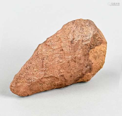 Orange brown hand axe, China, flint