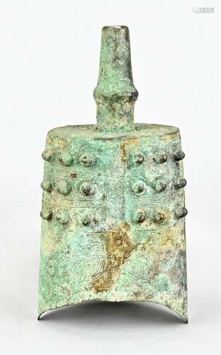 Large old bronze bell, China, oval