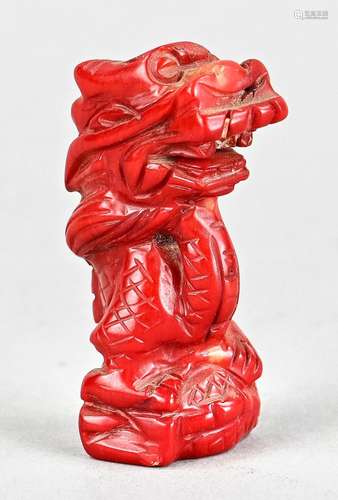 Dragon figurine, China, carved red