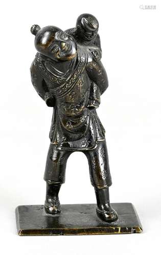 Japanese Man with Child", bronze, h